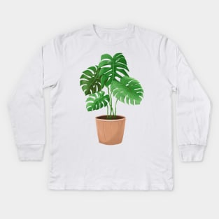 Monstera Plant Kids Long Sleeve T-Shirt